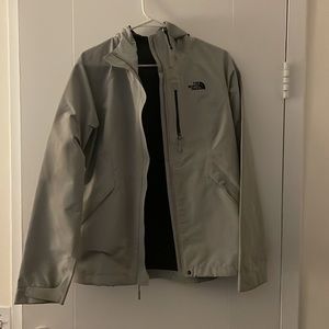 The North Face women’s rain jacket, light heather grey, size M